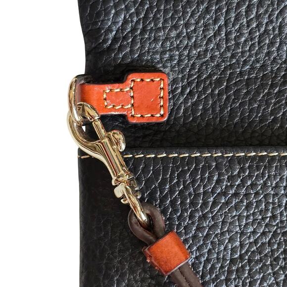 Dooney & Bourke Black Pebble Grain Leather Foldover Zip Crossbody - Picture 6 of 14